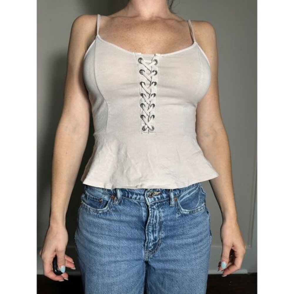 American Eagle Beige Corset Tank Top Size Medium
